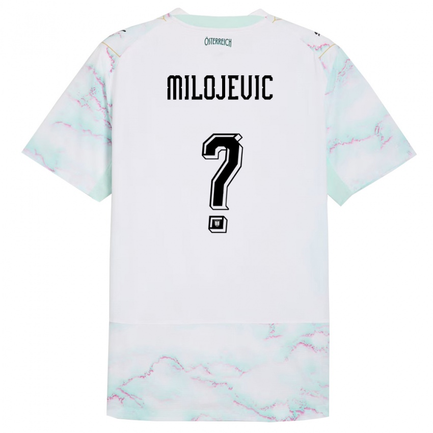 גברים אוסטריה Filip Milojevic #0 לבן ירוק זהב הרחק ג'רזי 26-28 חולצה קצרה