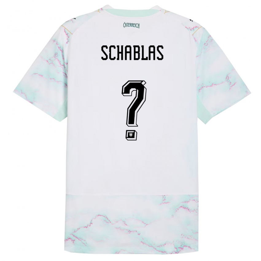 גברים אוסטריה Matteo Schablas #0 לבן ירוק זהב הרחק ג'רזי 26-28 חולצה קצרה