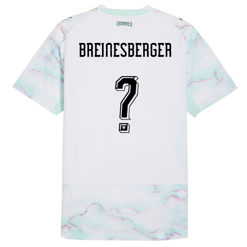 גברים אוסטריה Christoph Breinesberger #0 לבן ירוק זהב הרחק ג'רזי 26-28 חולצה קצרה