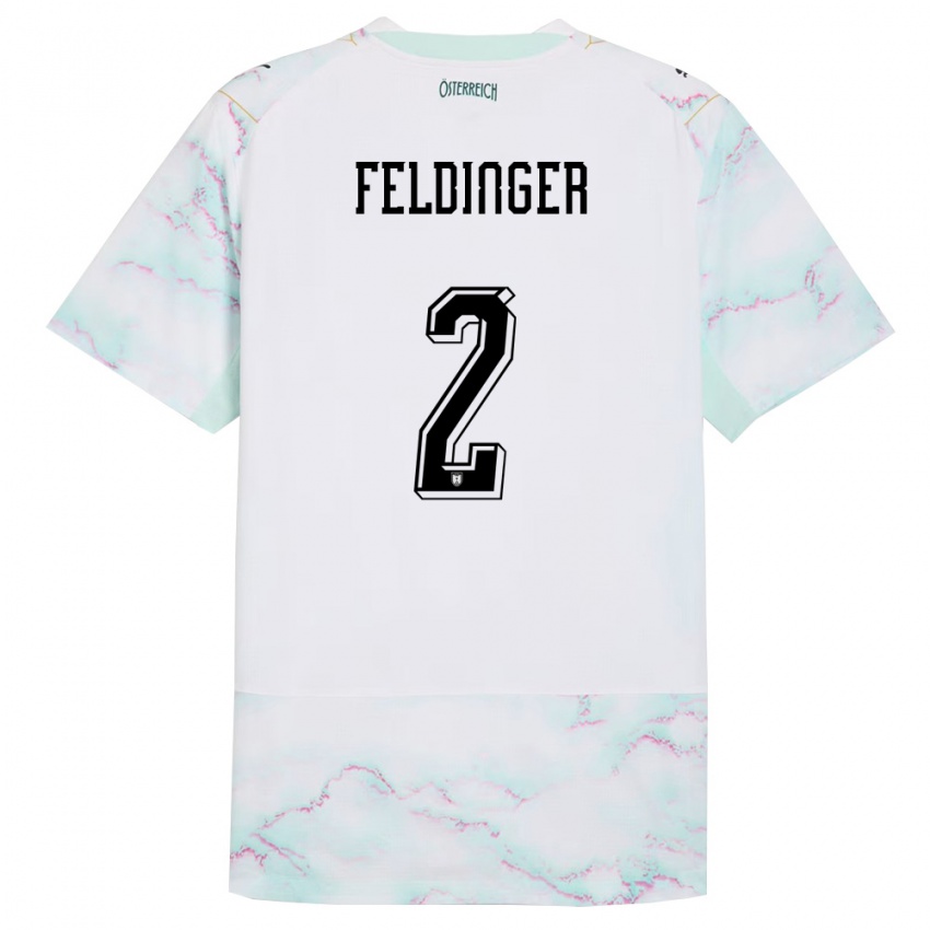 גברים אוסטריה Rafael Feldinger #2 לבן ירוק זהב הרחק ג'רזי 26-28 חולצה קצרה