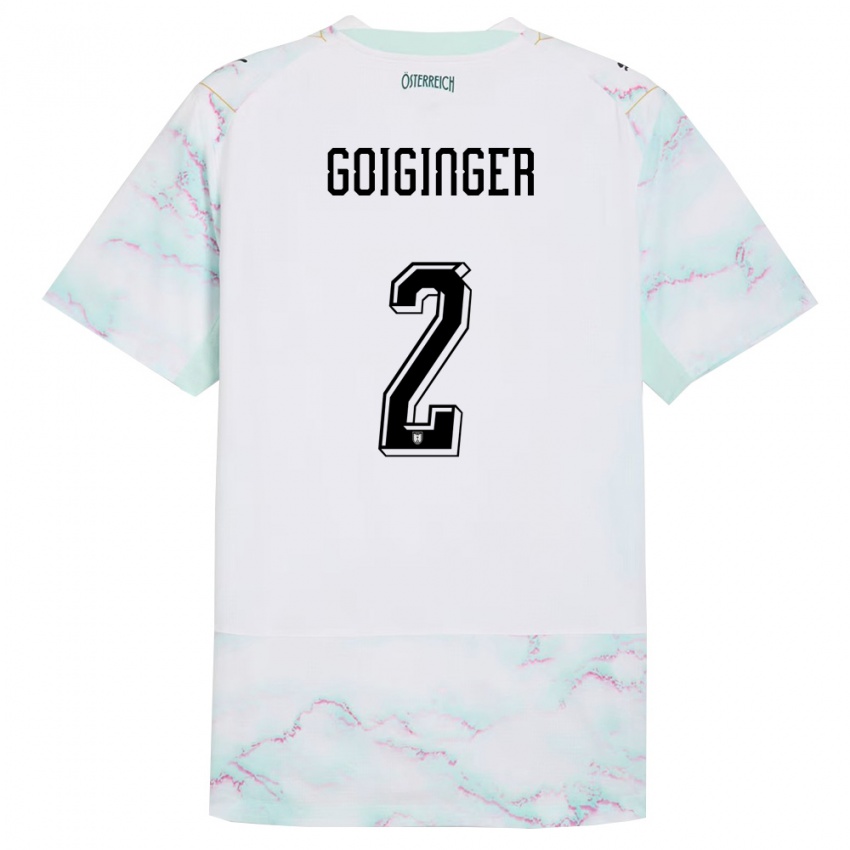 גברים אוסטריה Alessandro Goiginger #2 לבן ירוק זהב הרחק ג'רזי 26-28 חולצה קצרה