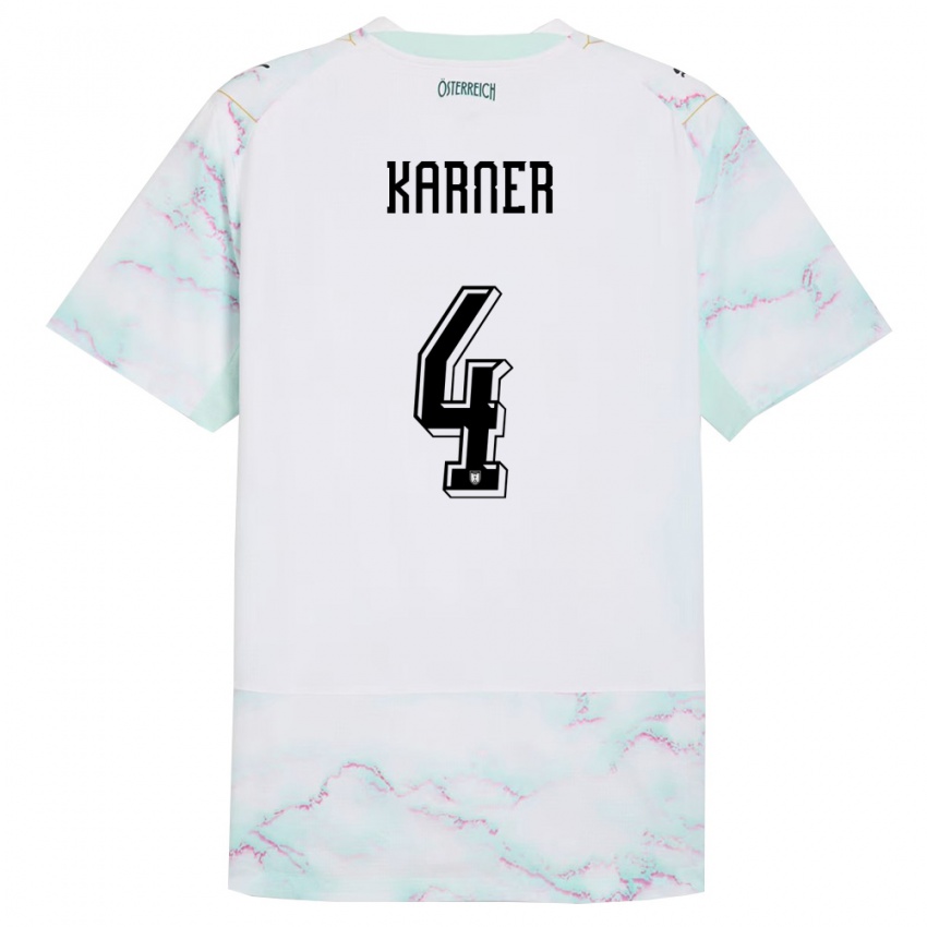 גברים אוסטריה Jan Karner #4 לבן ירוק זהב הרחק ג'רזי 26-28 חולצה קצרה