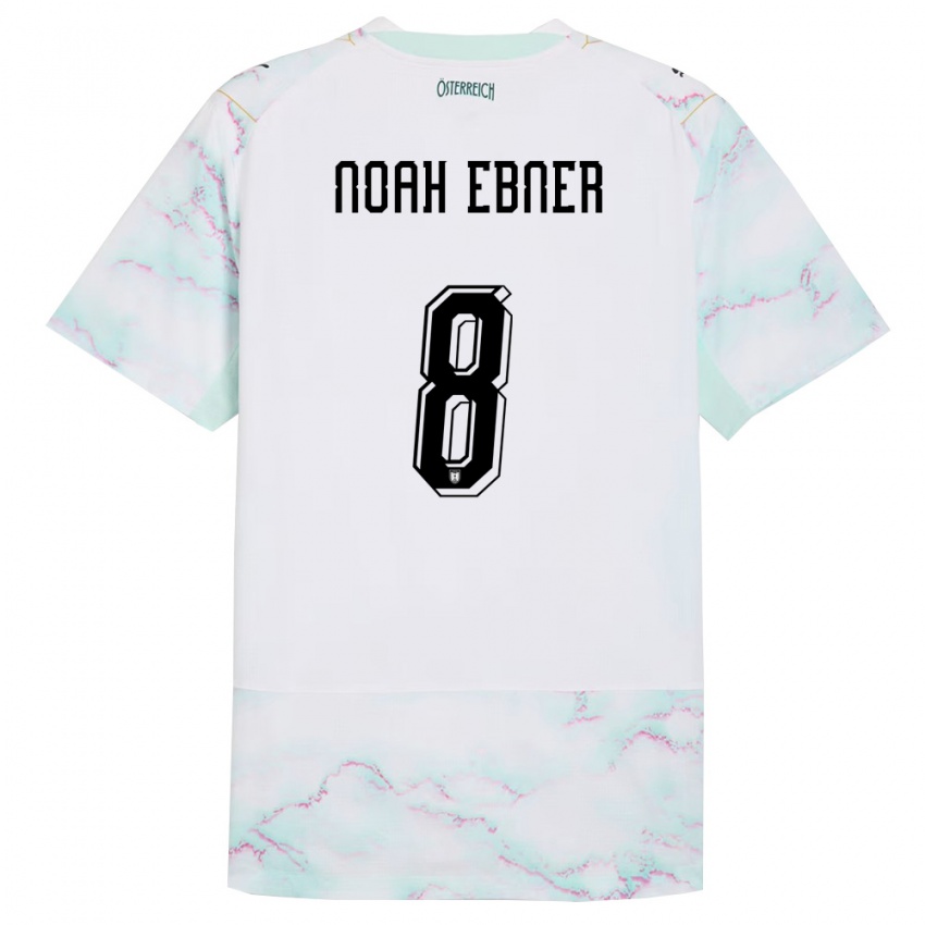 גברים אוסטריה Noah Ebner #8 לבן ירוק זהב הרחק ג'רזי 26-28 חולצה קצרה
