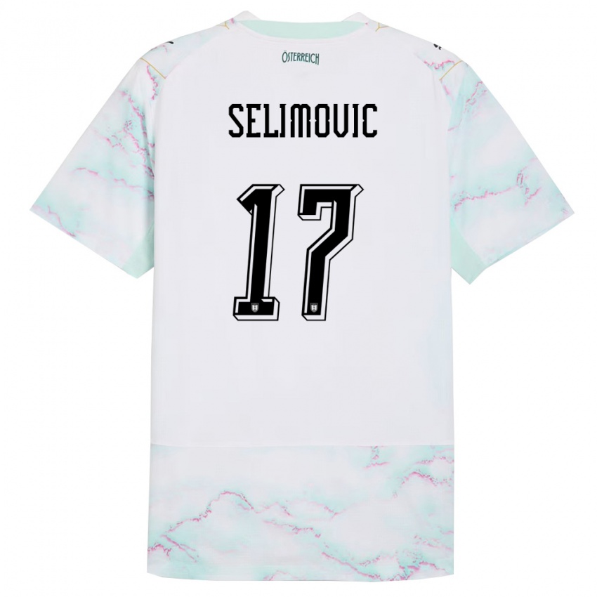 גברים אוסטריה Amar Selimovic #17 לבן ירוק זהב הרחק ג'רזי 26-28 חולצה קצרה