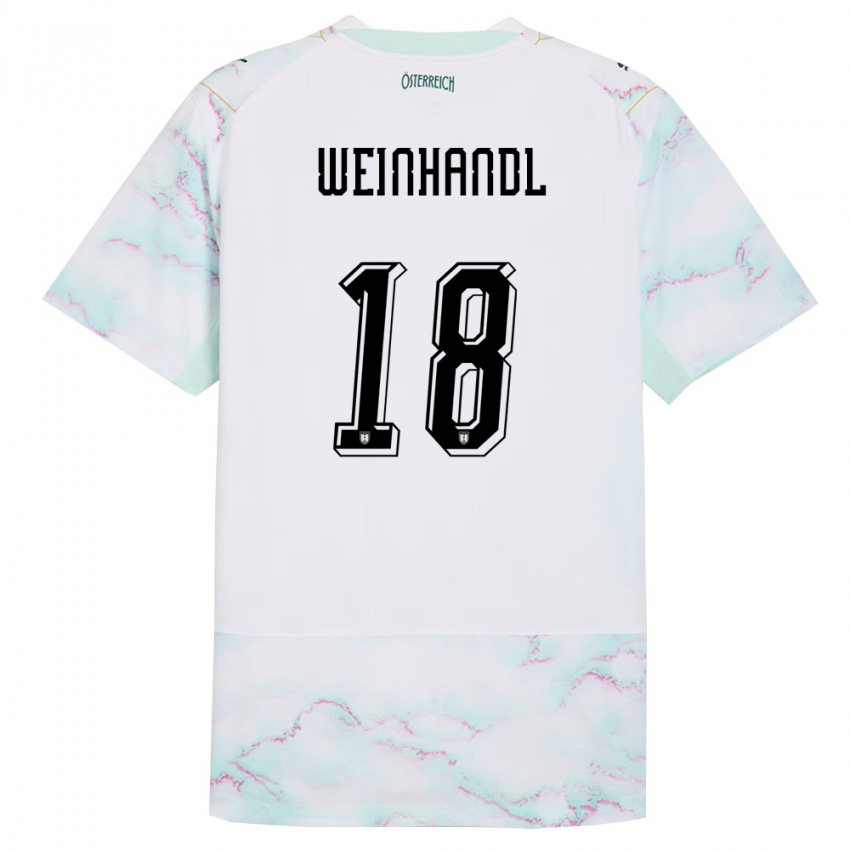 גברים אוסטריה Luca Weinhandl #18 לבן ירוק זהב הרחק ג'רזי 26-28 חולצה קצרה