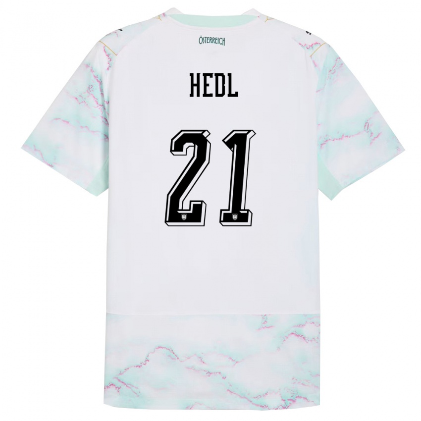 גברים אוסטריה Philip Hedl #21 לבן ירוק זהב הרחק ג'רזי 26-28 חולצה קצרה
