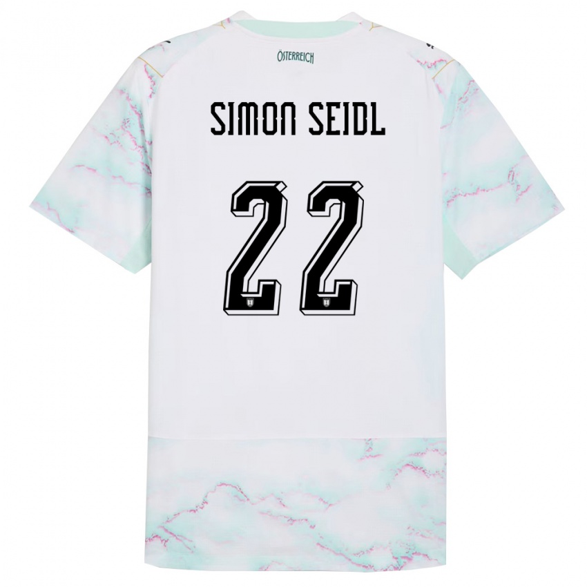גברים אוסטריה Simon Seidl #22 לבן ירוק זהב הרחק ג'רזי 26-28 חולצה קצרה