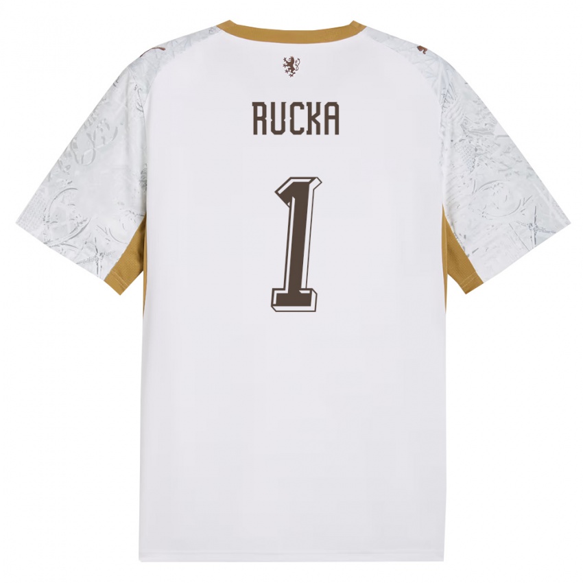 גברים צ'כיה Filip Rucka #1 שמנת זהב אפור הרחק ג'רזי 26-28 חולצה קצרה
