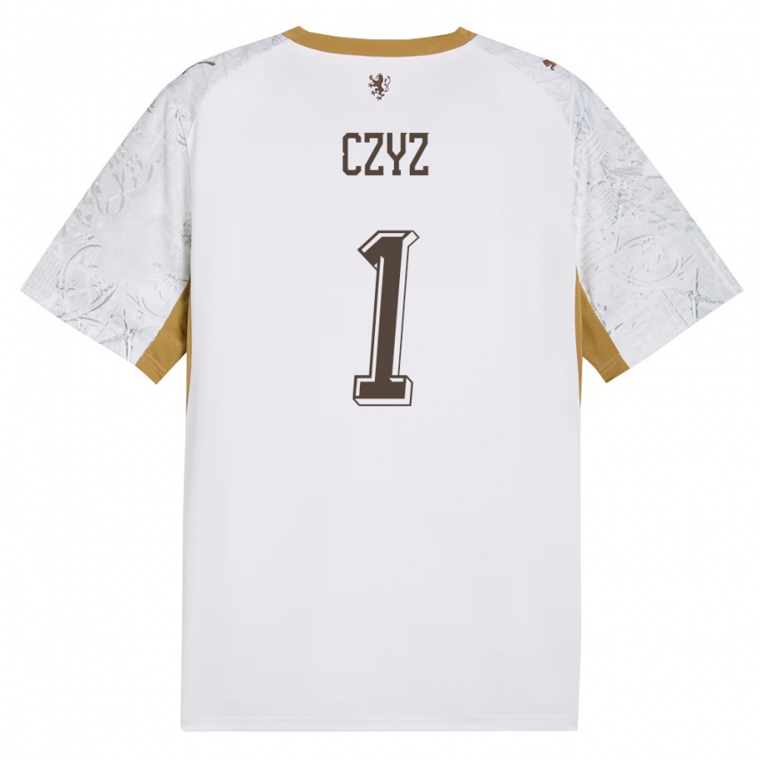 גברים צ'כיה Ondrej Czyz #1 שמנת זהב אפור הרחק ג'רזי 26-28 חולצה קצרה
