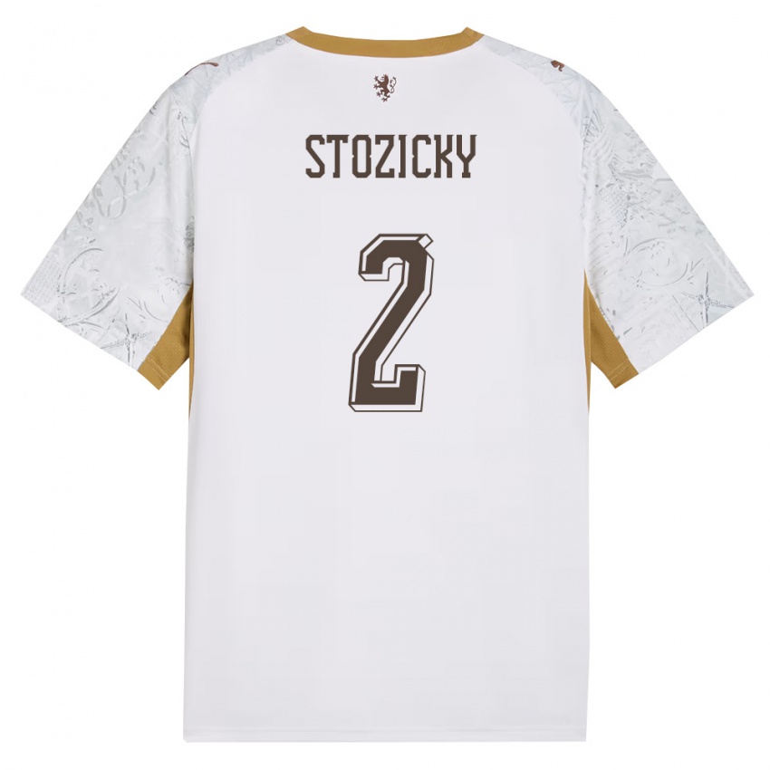 גברים צ'כיה David Stozicky #2 שמנת זהב אפור הרחק ג'רזי 26-28 חולצה קצרה