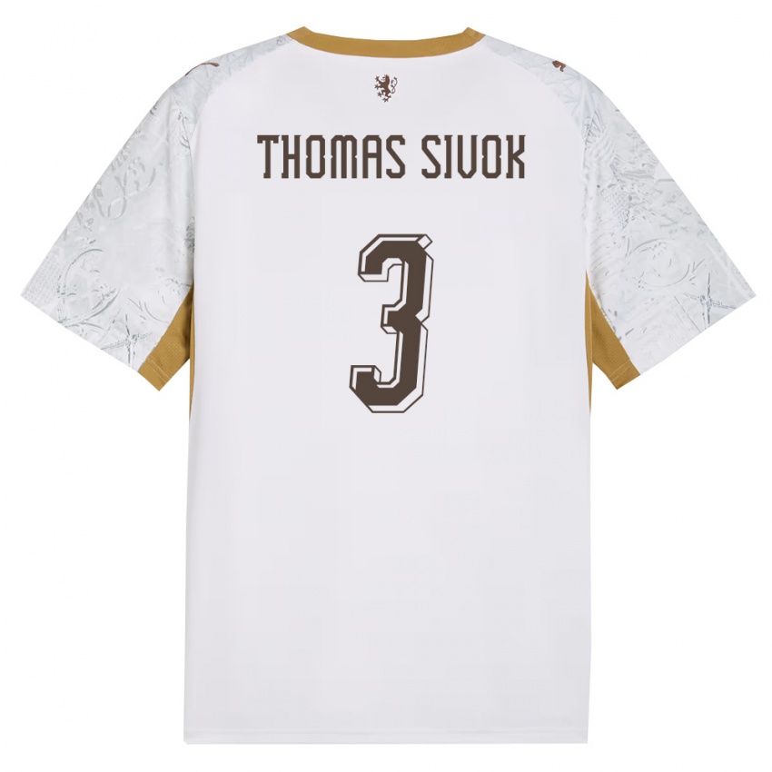 גברים צ'כיה Andre Thomas Sivok #3 שמנת זהב אפור הרחק ג'רזי 26-28 חולצה קצרה