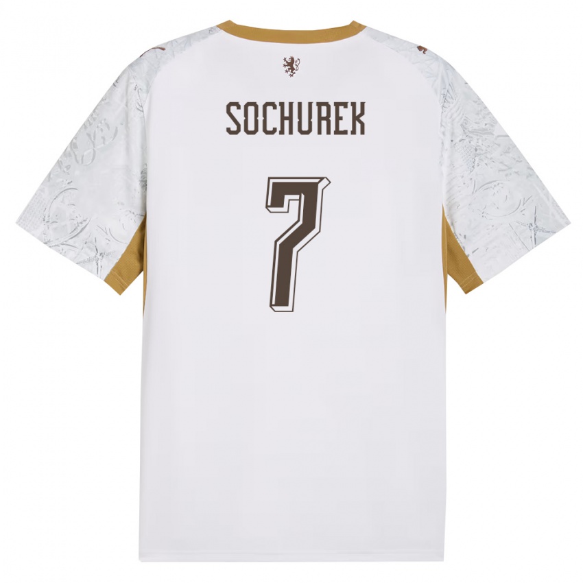 גברים צ'כיה Hugo Sochurek #7 שמנת זהב אפור הרחק ג'רזי 26-28 חולצה קצרה