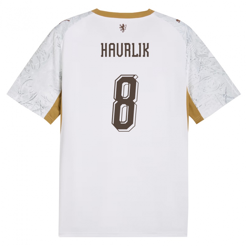 גברים צ'כיה Lukas Havrlik #8 שמנת זהב אפור הרחק ג'רזי 26-28 חולצה קצרה