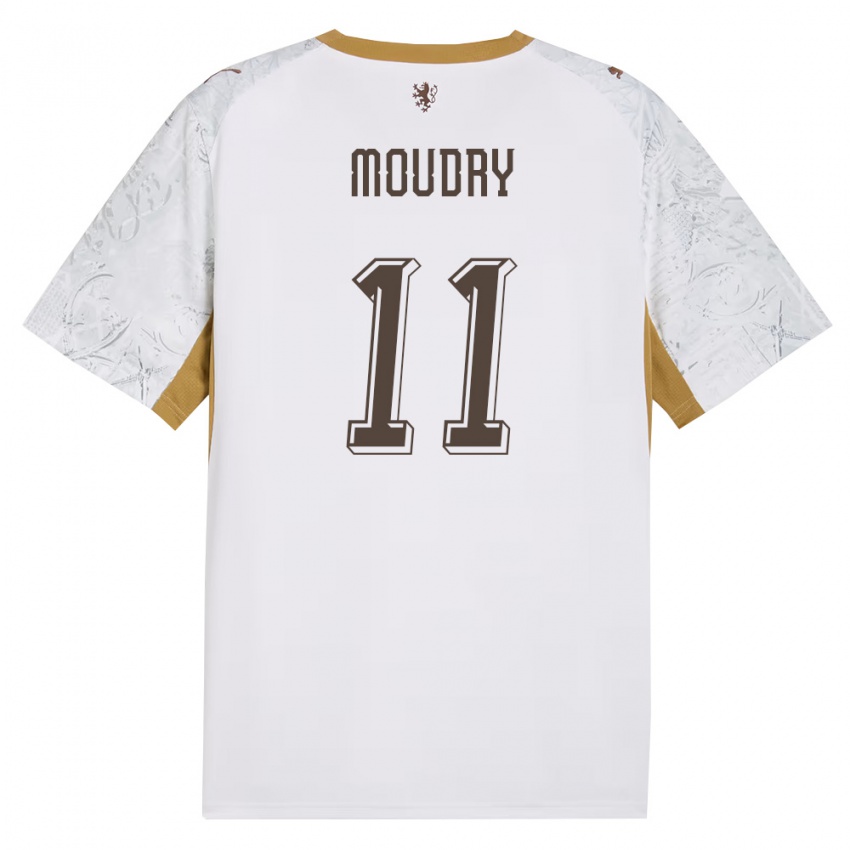 גברים צ'כיה Lukas Moudry #11 שמנת זהב אפור הרחק ג'רזי 26-28 חולצה קצרה