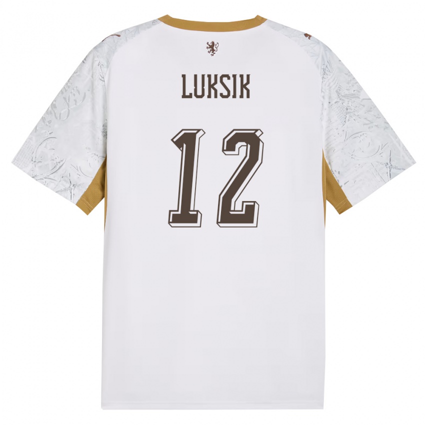 גברים צ'כיה Matej Luksik #12 שמנת זהב אפור הרחק ג'רזי 26-28 חולצה קצרה