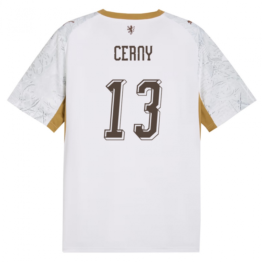 גברים צ'כיה Simon Cerny #13 שמנת זהב אפור הרחק ג'רזי 26-28 חולצה קצרה