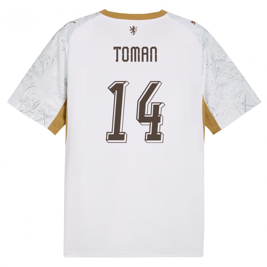 גברים צ'כיה Zdenek Toman #14 שמנת זהב אפור הרחק ג'רזי 26-28 חולצה קצרה