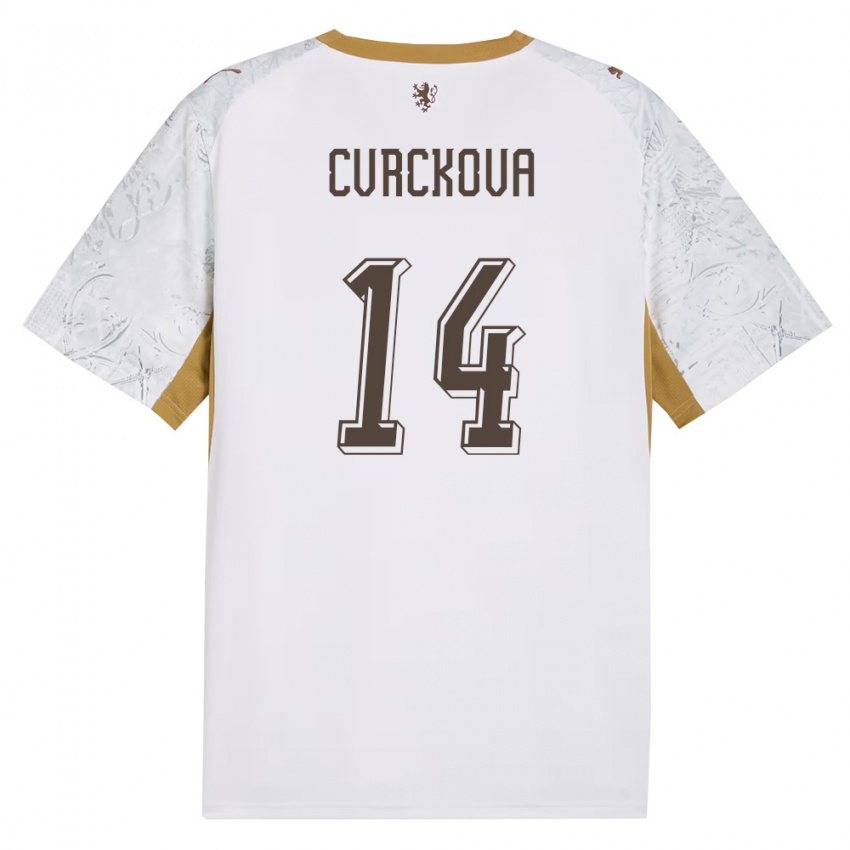 גברים צ'כיה קלרה צברצ'קובה #14 שמנת זהב אפור הרחק ג'רזי 26-28 חולצה קצרה
