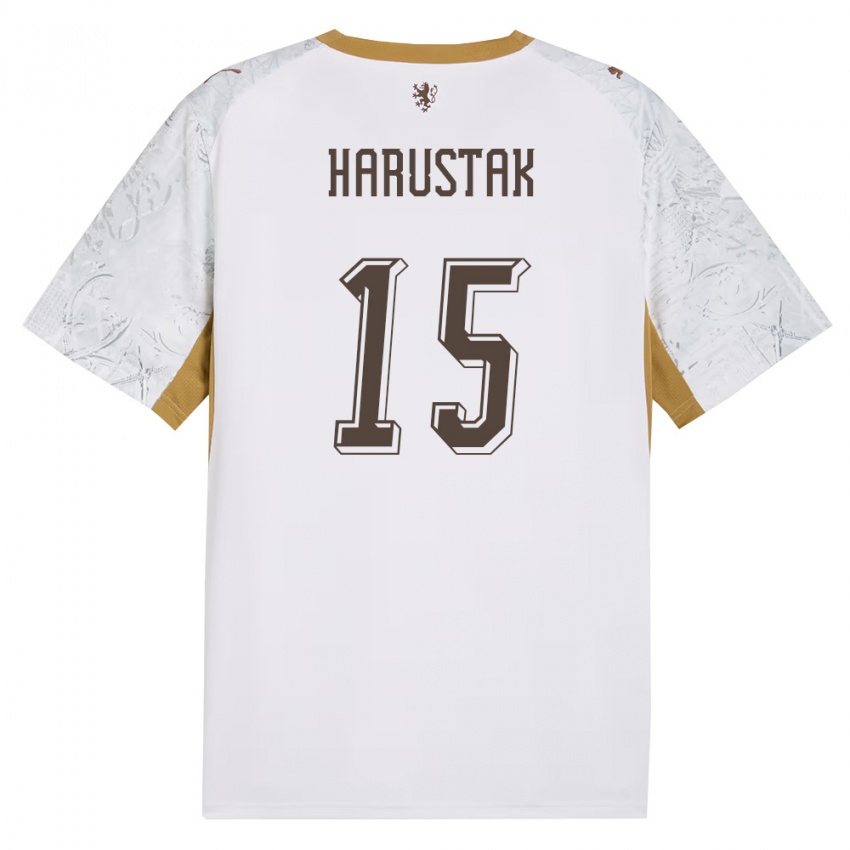 גברים צ'כיה Jan Harustak #15 שמנת זהב אפור הרחק ג'רזי 26-28 חולצה קצרה