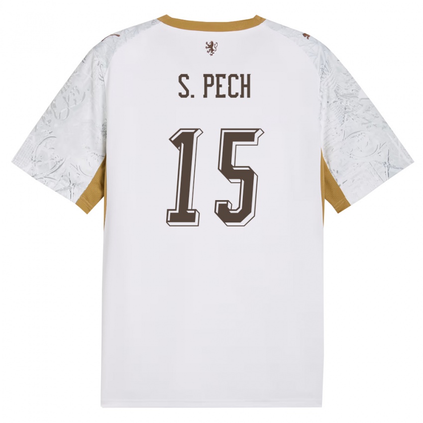 גברים צ'כיה Sebastian Pech #15 שמנת זהב אפור הרחק ג'רזי 26-28 חולצה קצרה