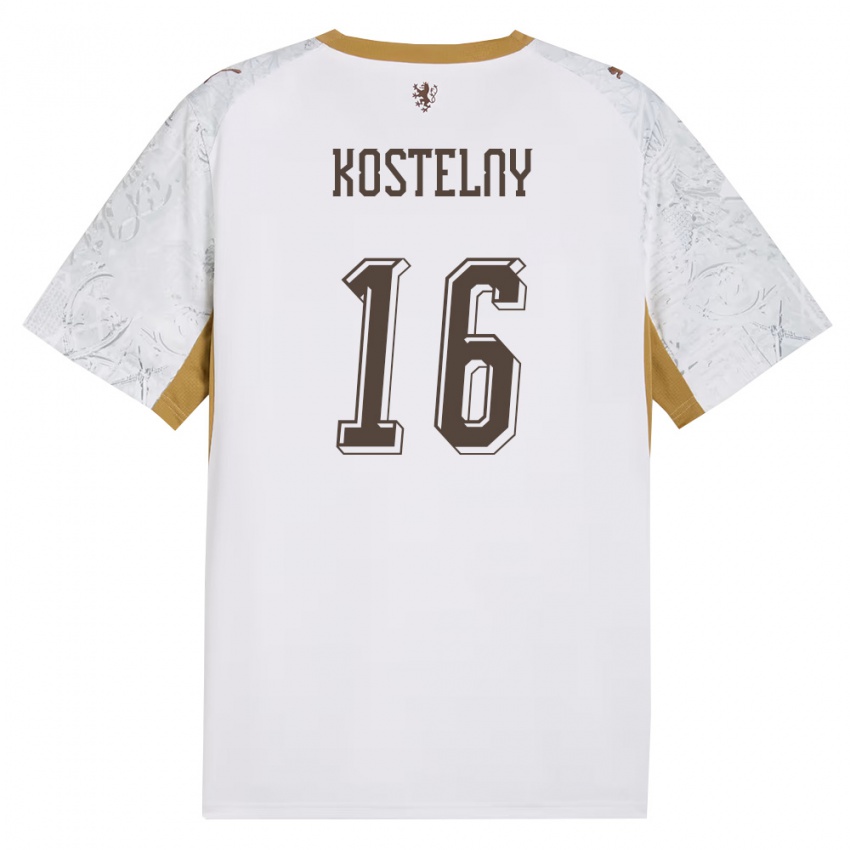 גברים צ'כיה Krystof Kostelny #16 שמנת זהב אפור הרחק ג'רזי 26-28 חולצה קצרה