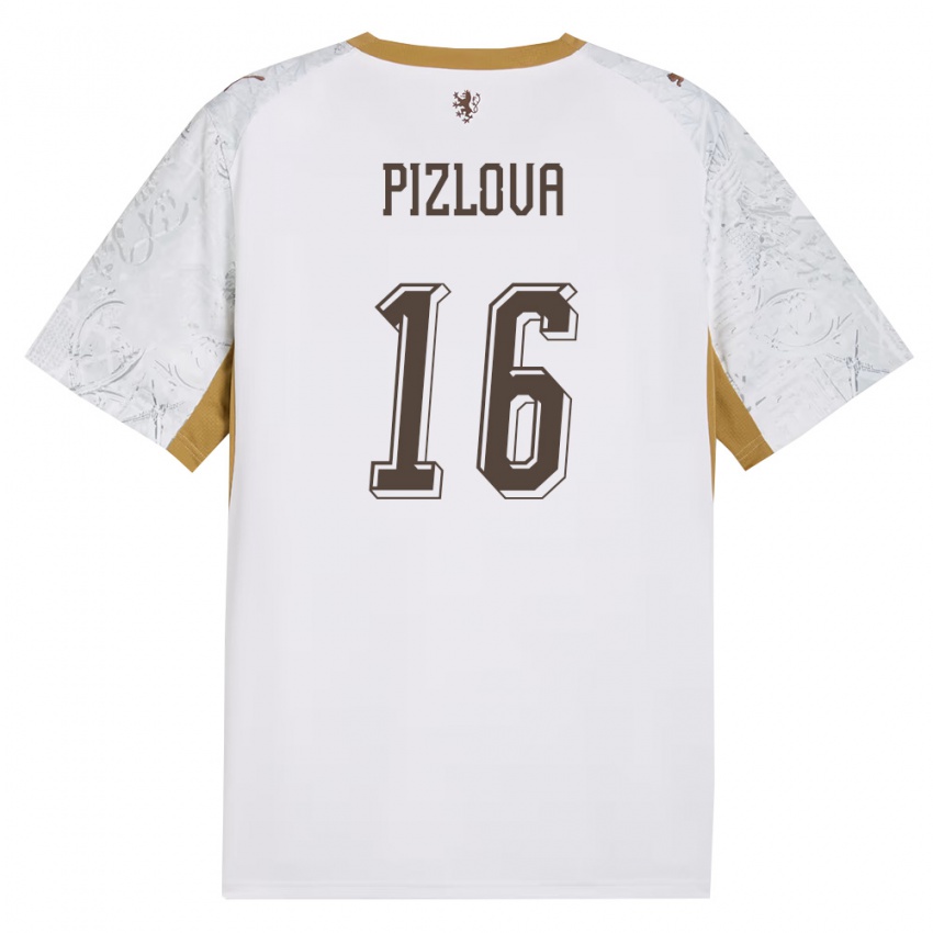 גברים צ'כיה Ivana Pižlová #16 שמנת זהב אפור הרחק ג'רזי 26-28 חולצה קצרה