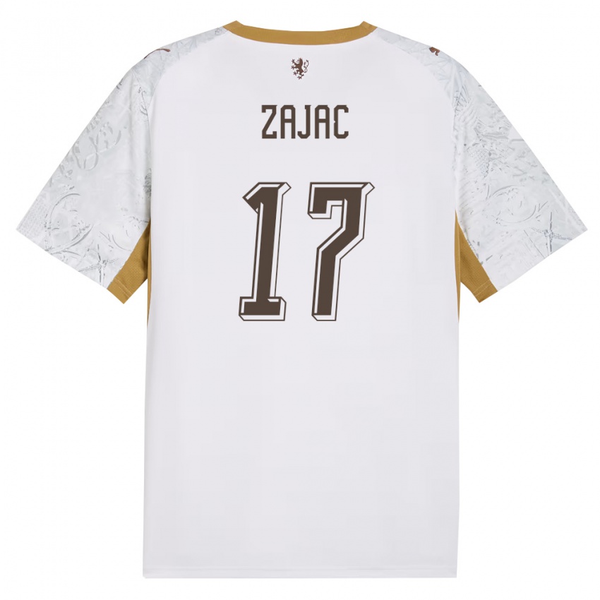 גברים צ'כיה Dominik Zajac #17 שמנת זהב אפור הרחק ג'רזי 26-28 חולצה קצרה