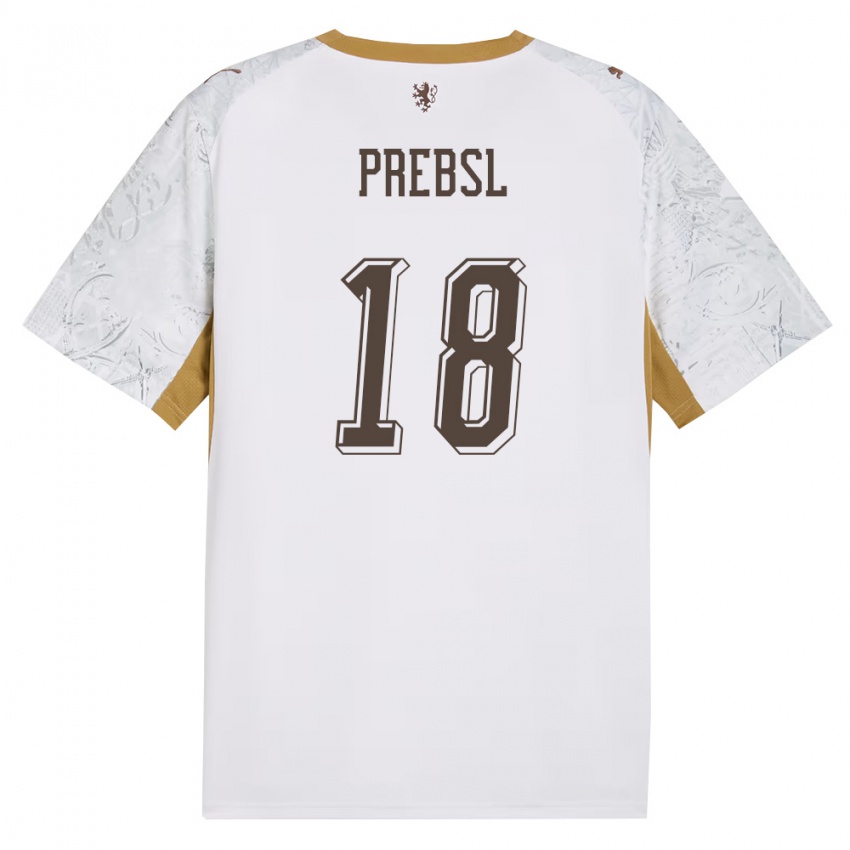 גברים צ'כיה Filip Prebsl #18 שמנת זהב אפור הרחק ג'רזי 26-28 חולצה קצרה
