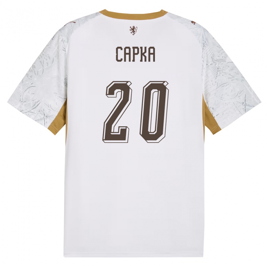גברים צ'כיה Filip Capka #20 שמנת זהב אפור הרחק ג'רזי 26-28 חולצה קצרה