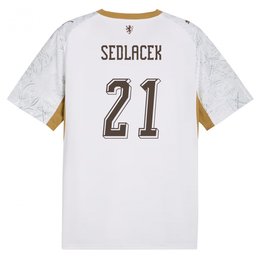 גברים צ'כיה Alexandr Sedlacek #21 שמנת זהב אפור הרחק ג'רזי 26-28 חולצה קצרה