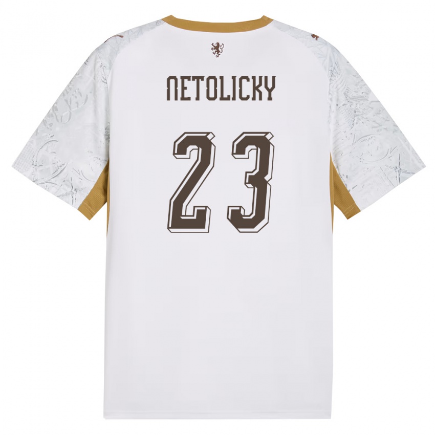 גברים צ'כיה Lukas Netolicky #23 שמנת זהב אפור הרחק ג'רזי 26-28 חולצה קצרה