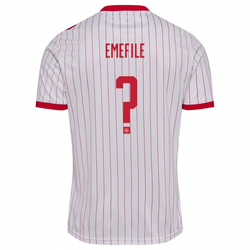 גברים דנמרק Julius Emefile #0 לבן אדום הרחק ג'רזי 26-28 חולצה קצרה