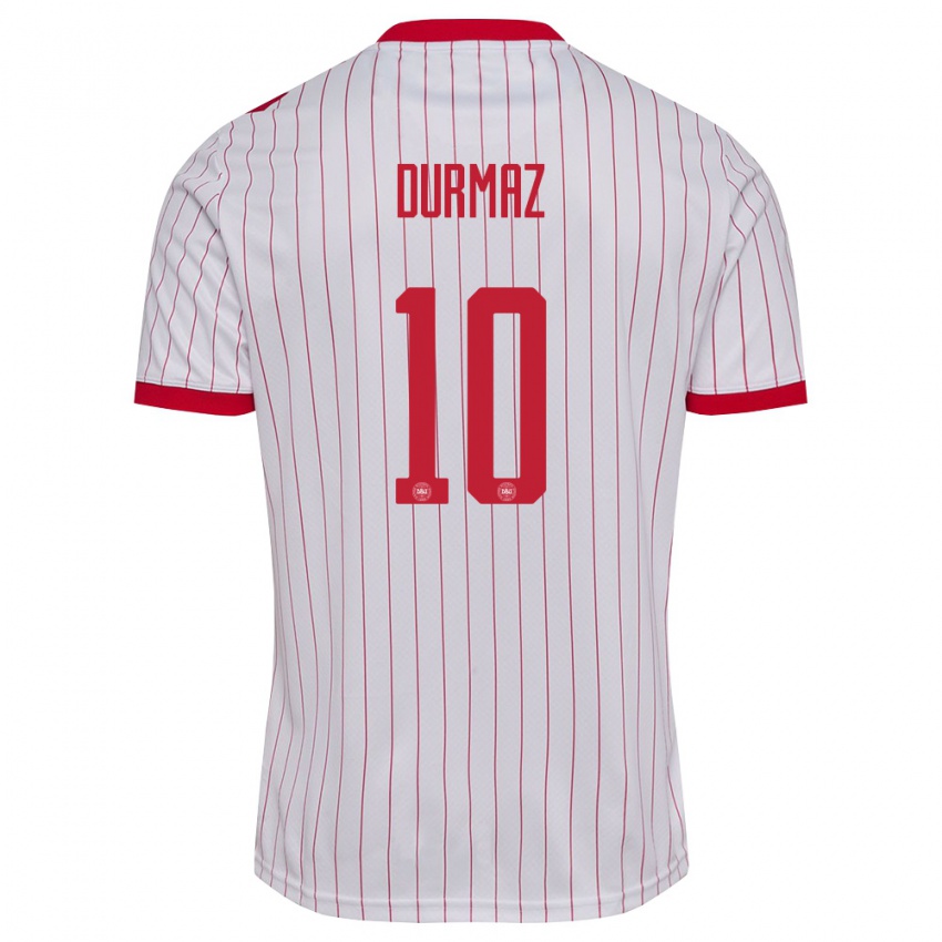 גברים דנמרק Arda Durmaz #10 לבן אדום הרחק ג'רזי 26-28 חולצה קצרה