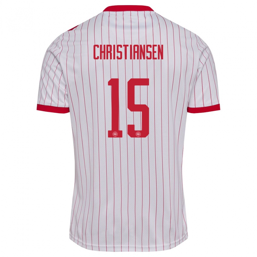 גברים דנמרק Anton Christiansen #15 לבן אדום הרחק ג'רזי 26-28 חולצה קצרה