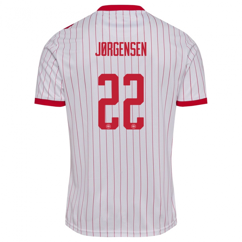 גברים דנמרק פיליפ יורגנסן #22 לבן אדום הרחק ג'רזי 26-28 חולצה קצרה