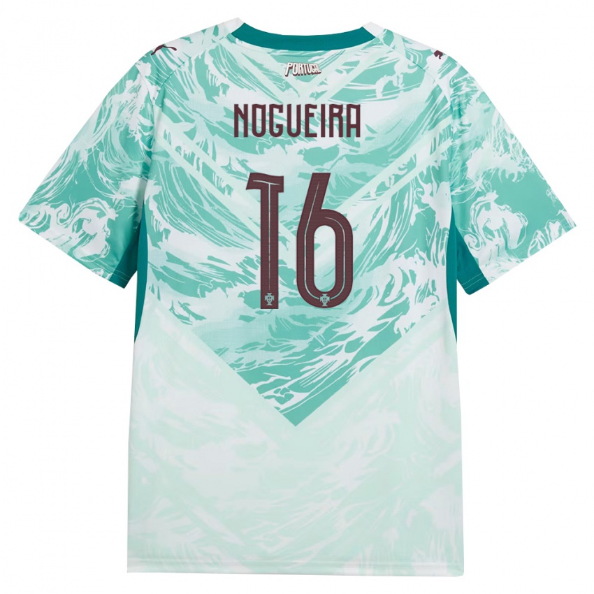 גברים פורטוגל Rodrigo Nogueira #16 כחול שמיים לבן ירוק הרחק ג'רזי 26-28 חולצה קצרה