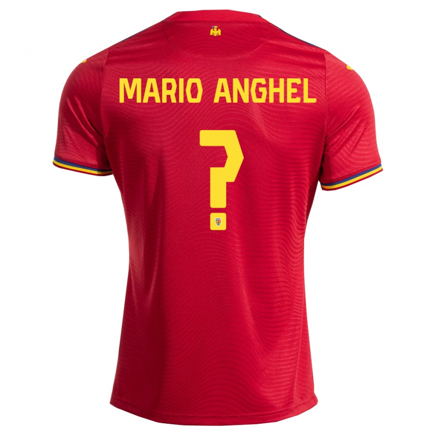 גברים רומניה Mario Anghel #0 אדום כהה צהוב הרחק ג'רזי 26-28 חולצה קצרה
