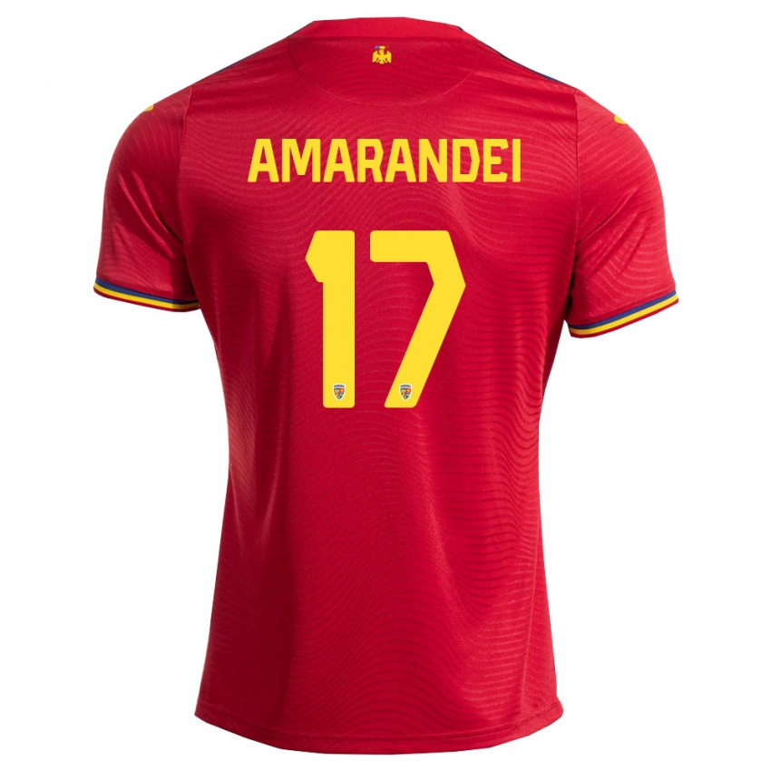 גברים רומניה Ștefan Amarandei #17 אדום כהה צהוב הרחק ג'רזי 26-28 חולצה קצרה