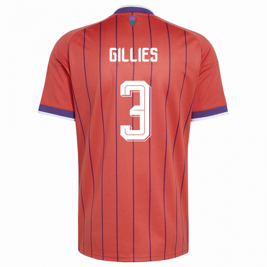 גברים סקוטלנד Matthew Gillies #3 כתום סגול הרחק ג'רזי 26-28 חולצה קצרה