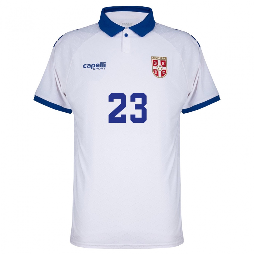 גברים סרביה דושאן ולאחוביץ' #23 כהה לבן אדום הרחק ג'רזי 26-28 חולצה קצרה