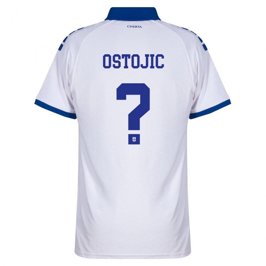 גברים סרביה Jovan Ostojic #0 כהה לבן אדום הרחק ג'רזי 26-28 חולצה קצרה