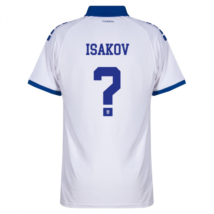 גברים סרביה Dusan Isakov #0 כהה לבן אדום הרחק ג'רזי 26-28 חולצה קצרה
