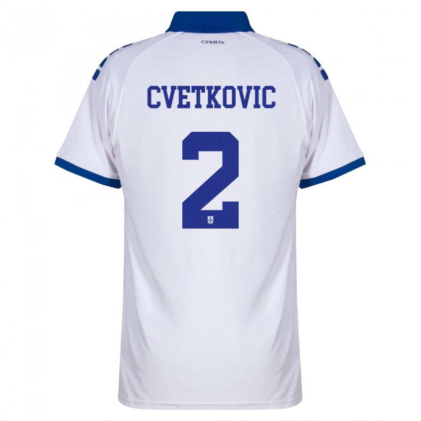 גברים סרביה Djordje Cvetkovic #2 כהה לבן אדום הרחק ג'רזי 26-28 חולצה קצרה