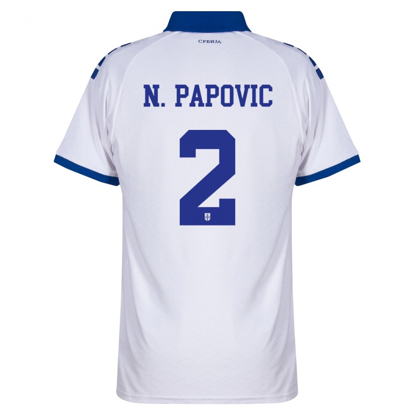 גברים סרביה Niksa Papovic #2 כהה לבן אדום הרחק ג'רזי 26-28 חולצה קצרה