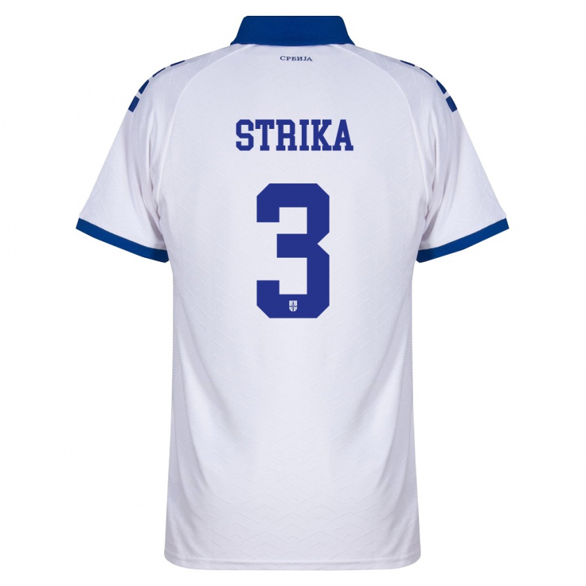 גברים סרביה Matej Strika #3 כהה לבן אדום הרחק ג'רזי 26-28 חולצה קצרה