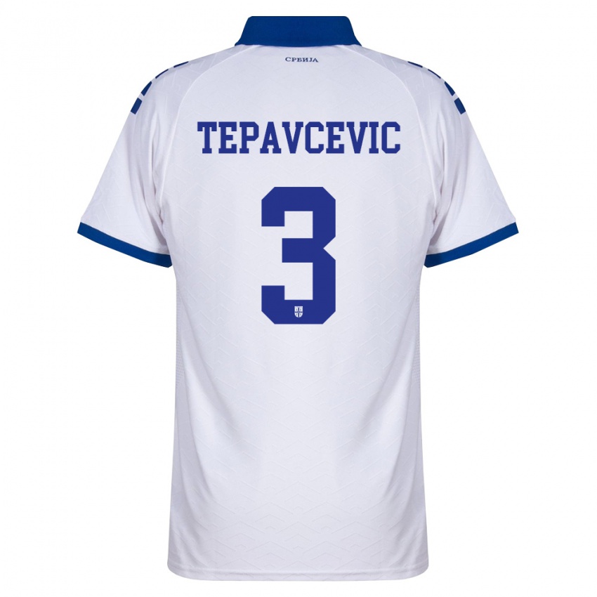 גברים סרביה Mateja Tepavcevic #3 כהה לבן אדום הרחק ג'רזי 26-28 חולצה קצרה