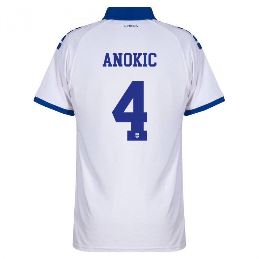 גברים סרביה Dragan Anokic #4 כהה לבן אדום הרחק ג'רזי 26-28 חולצה קצרה