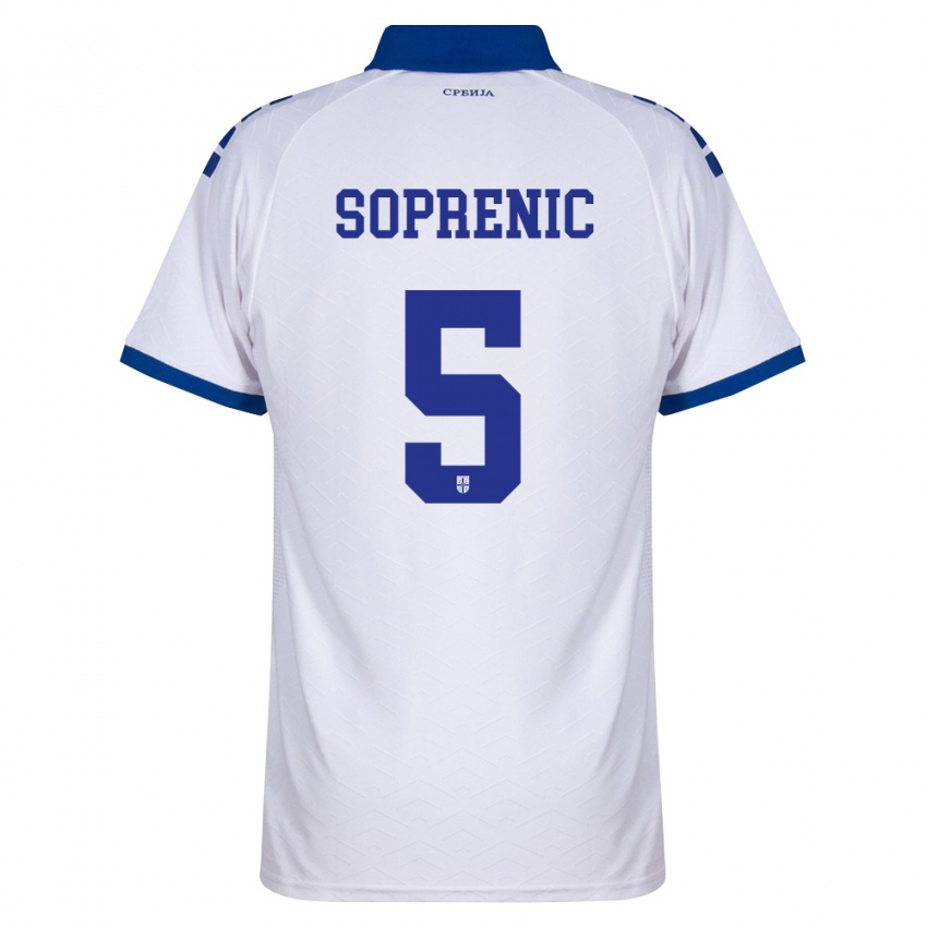 גברים סרביה Milos Soprenic #5 כהה לבן אדום הרחק ג'רזי 26-28 חולצה קצרה