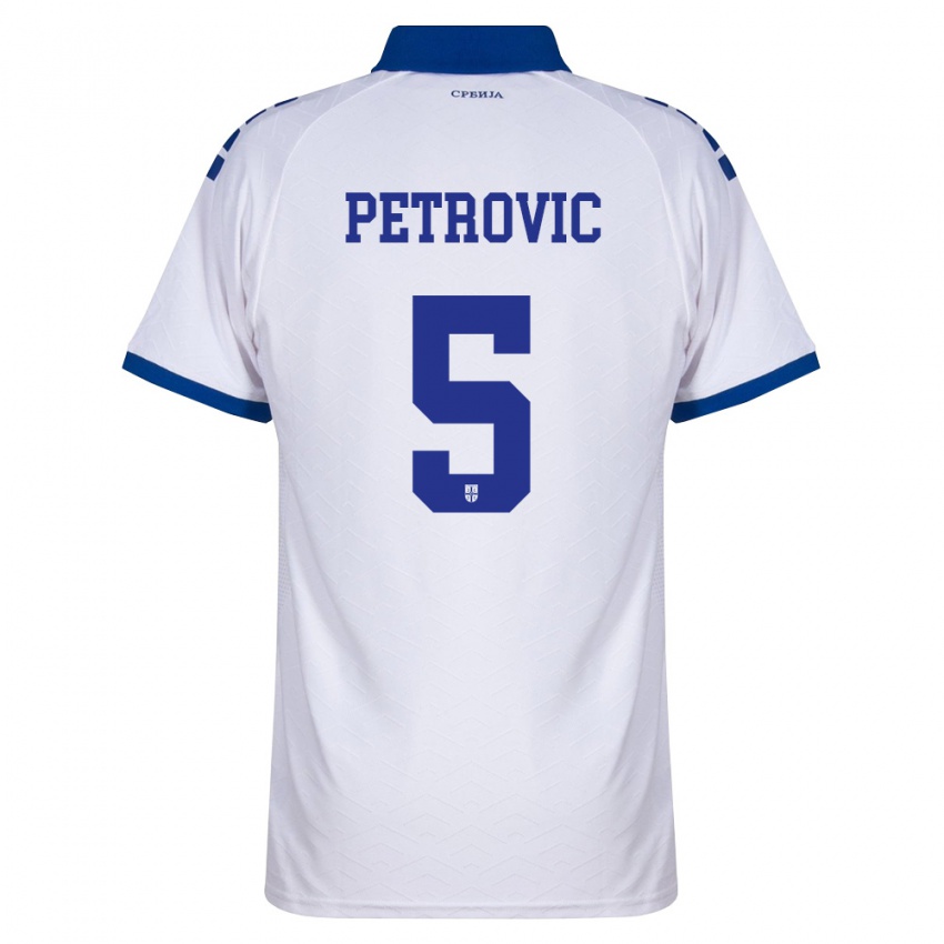 גברים סרביה נייגוש פטרוביץ' #5 כהה לבן אדום הרחק ג'רזי 26-28 חולצה קצרה