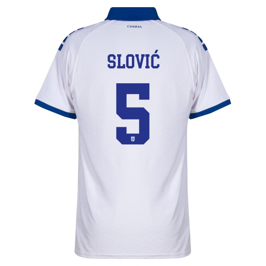 גברים סרביה ויולטה סלוביץ' #5 כהה לבן אדום הרחק ג'רזי 26-28 חולצה קצרה